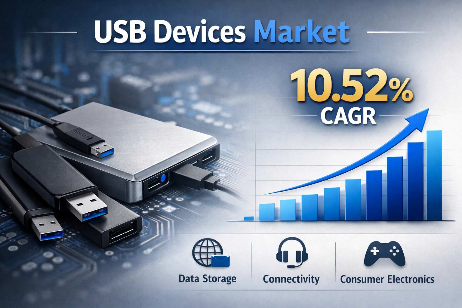 USB Devices Market Size to Reach USD 87.76 Billion by 2033, Expanding at 10.52% CAGR Industry Outlook